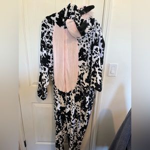 Hooded Cow Fleece Onesie NWOT